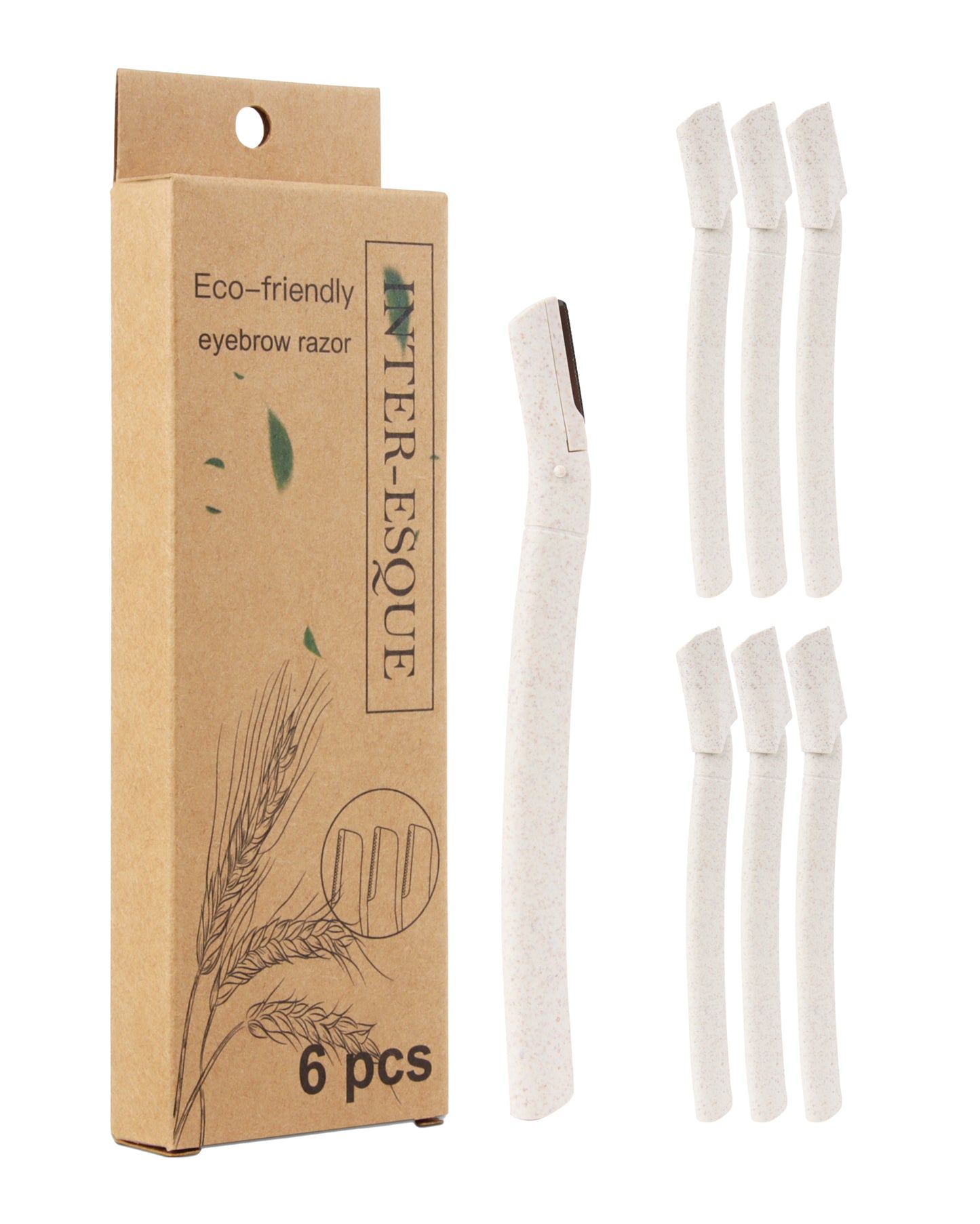 INTER-ESQUE Wenkbrauw Mesje - Eyebrow Razor - Dermaplaning - Scheermesjes Gezicht - Wenkbrauw Scheermesje van Tarwestro - 6 Stuks - Klein - INTER-ESQUE