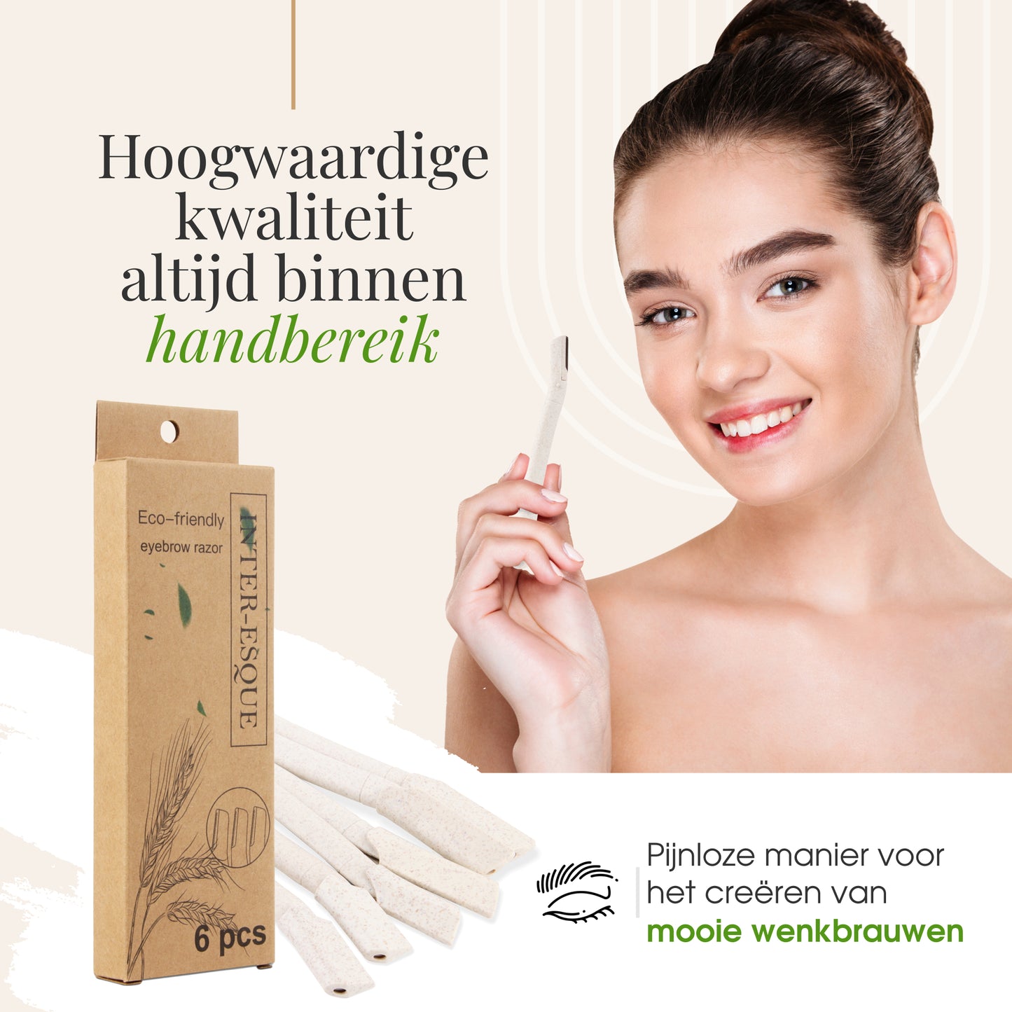 INTER-ESQUE Wenkbrauw Mesje - Eyebrow Razor - Dermaplaning - Scheermesjes Gezicht - Wenkbrauw Scheermesje van Tarwestro - 6 Stuks - Klein - INTER-ESQUE
