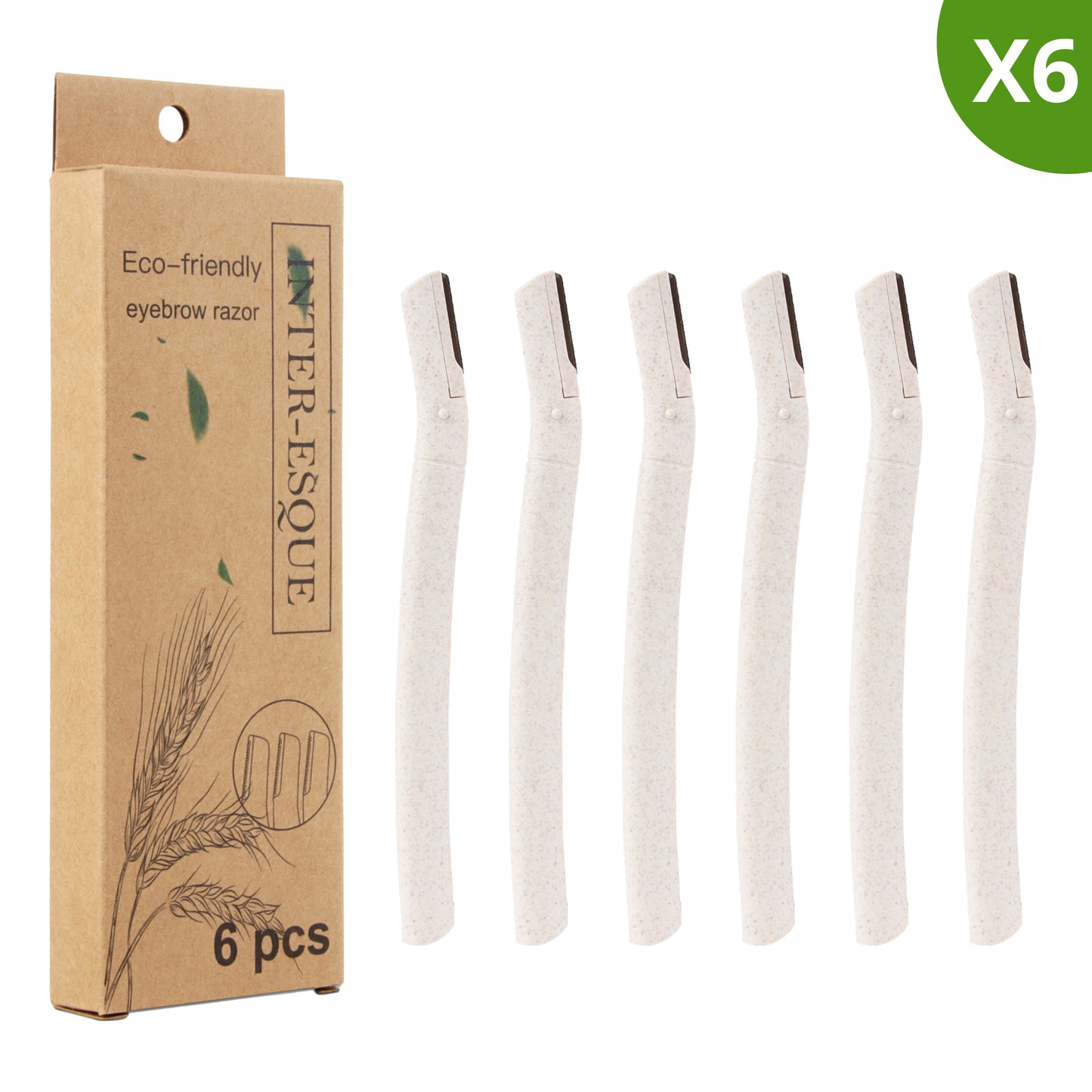 INTER-ESQUE Wenkbrauw Mesje - Eyebrow Razor - Dermaplaning - Scheermesjes Gezicht - Wenkbrauw Scheermesje van Tarwestro - 6 Stuks - Klein
