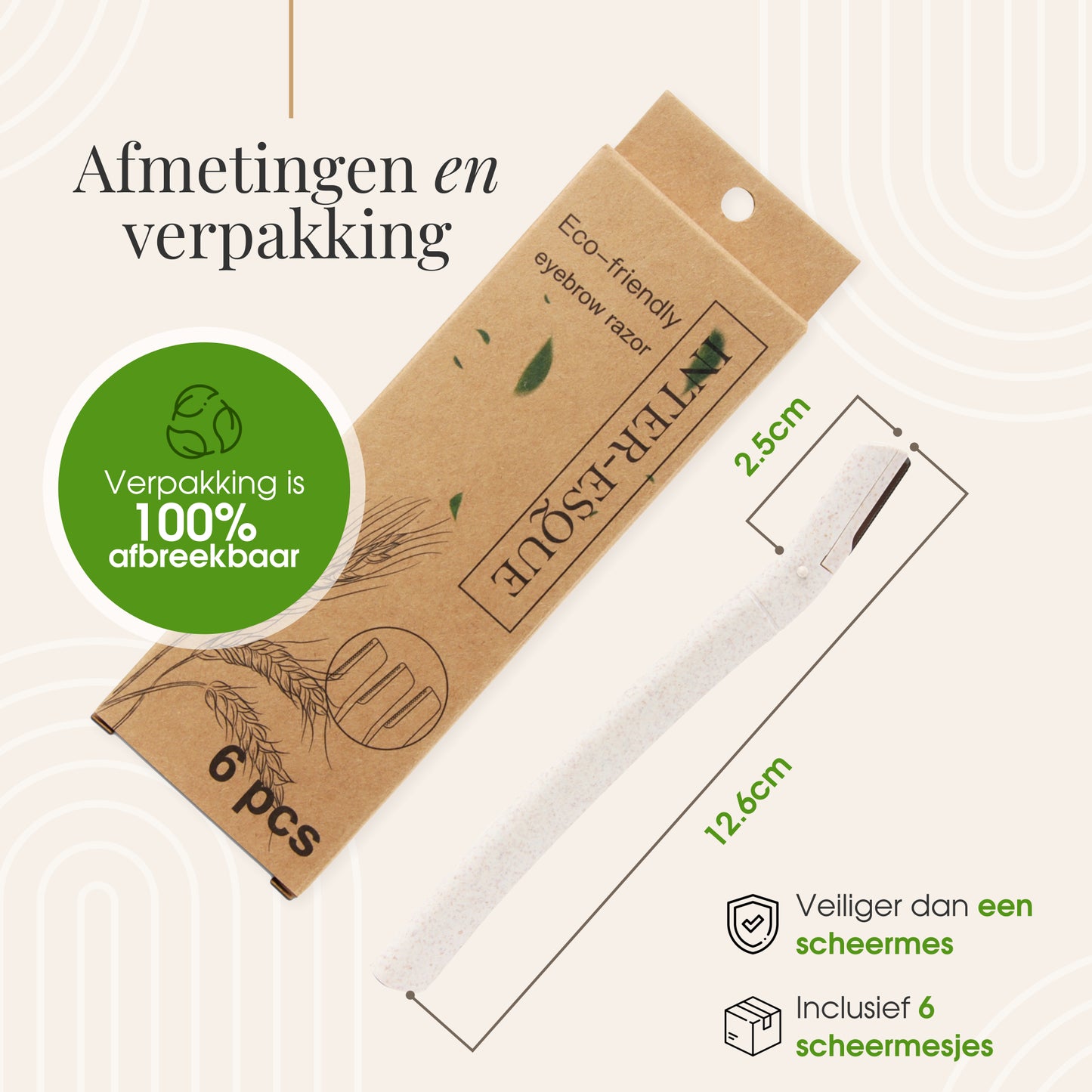 INTER-ESQUE Wenkbrauw Mesje - Eyebrow Razor - Dermaplaning - Scheermesjes Gezicht - Wenkbrauw Scheermesje van Tarwestro - 6 Stuks - Klein - INTER-ESQUE