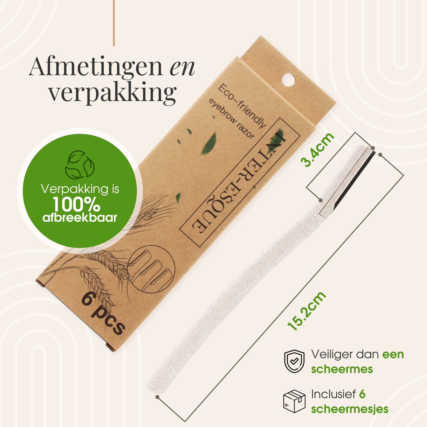 INTER-ESQUE Wenkbrauw Mesje - Eyebrow Razor - Dermaplaning - Scheermesjes Gezicht - Wenkbrauw Scheermesje van Tarwestro - 6 Stuks - Groot - INTER-ESQUE