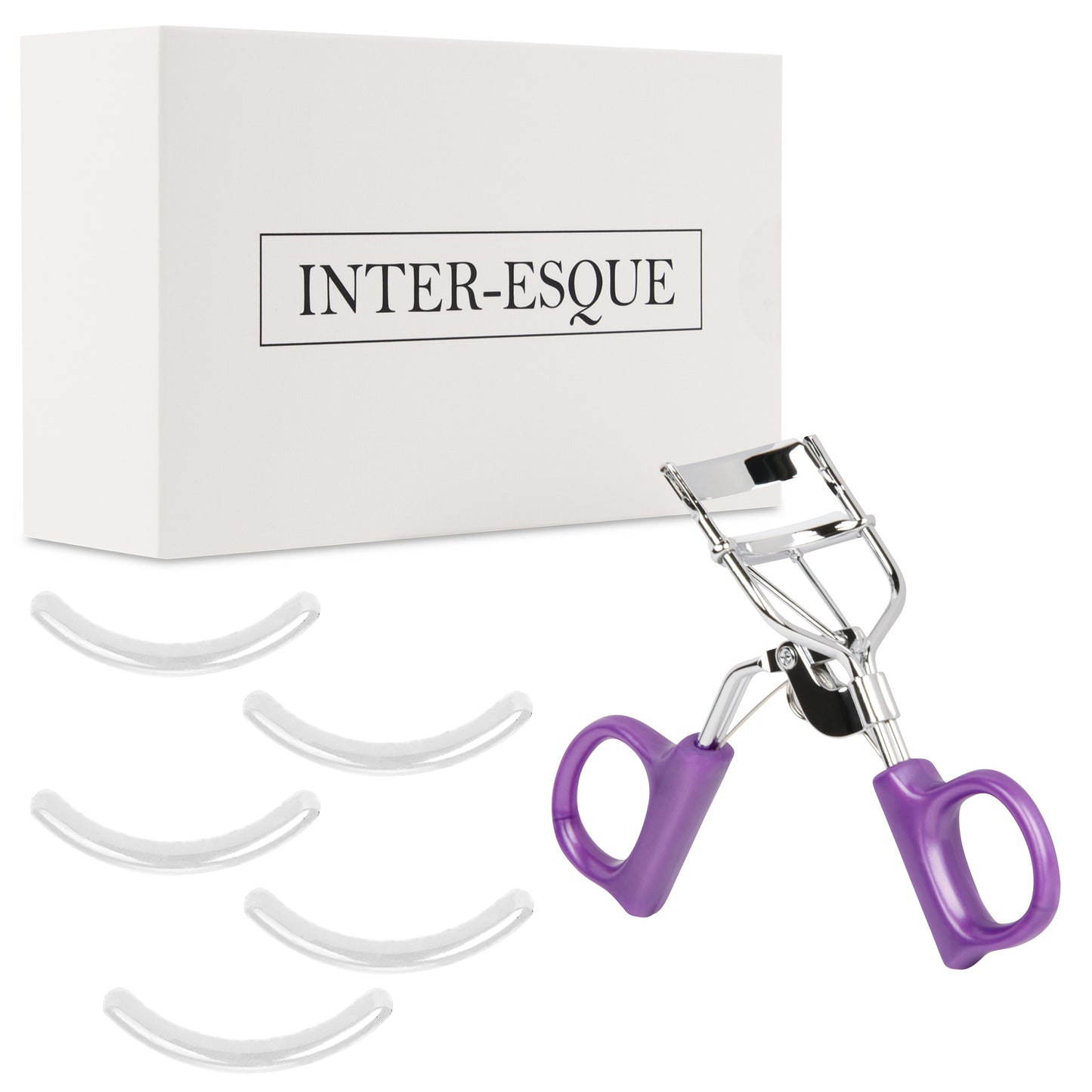 INTER-ESQUE® Wimperkruller - Eyelash Curler + 5x Gratis Extra Siliconen Pad - Paars