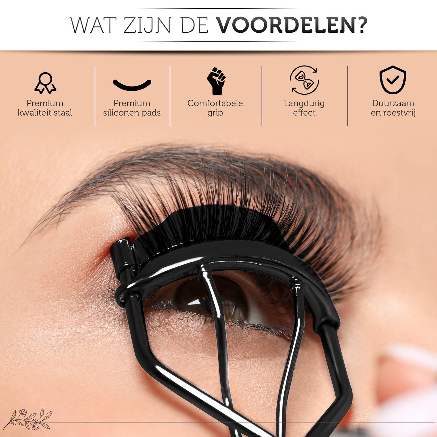 INTER-ESQUE® Wimperkruller - Eyelash Curler + 5x Gratis Extra Siliconen Pad - Zwart