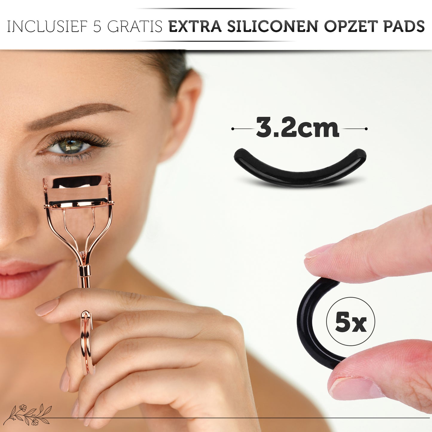 INTER-ESQUE® Wimperkruller + 5x Gratis Extra Siliconen Pad - Rosé Goud