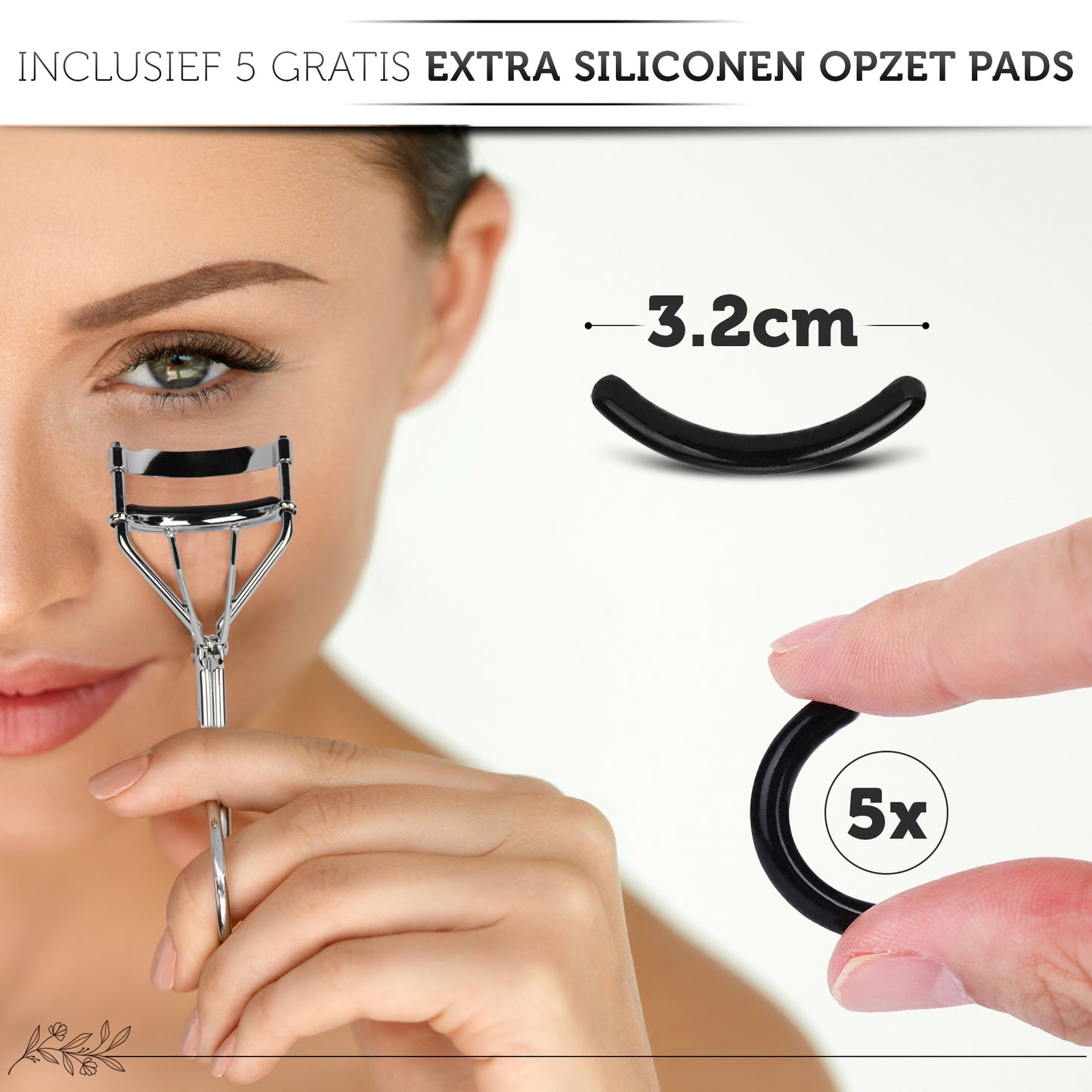 INTER-ESQUE® Wimperkruller - Eyelash Curler + 5x Gratis Extra Siliconen Pad - Zilver