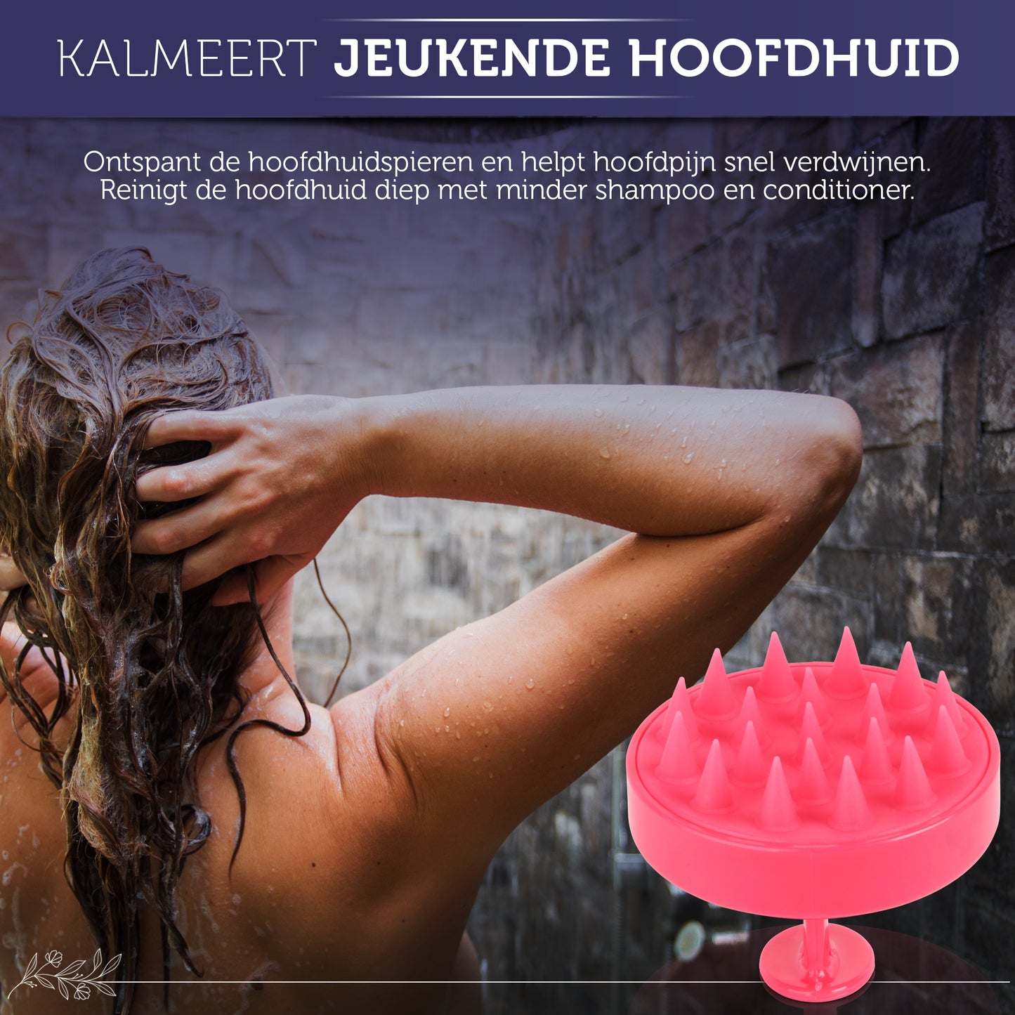 INTER-ESQUE® Scalp Massager - Scalp Brush - Haarborstel - Massage Borstel - Roze