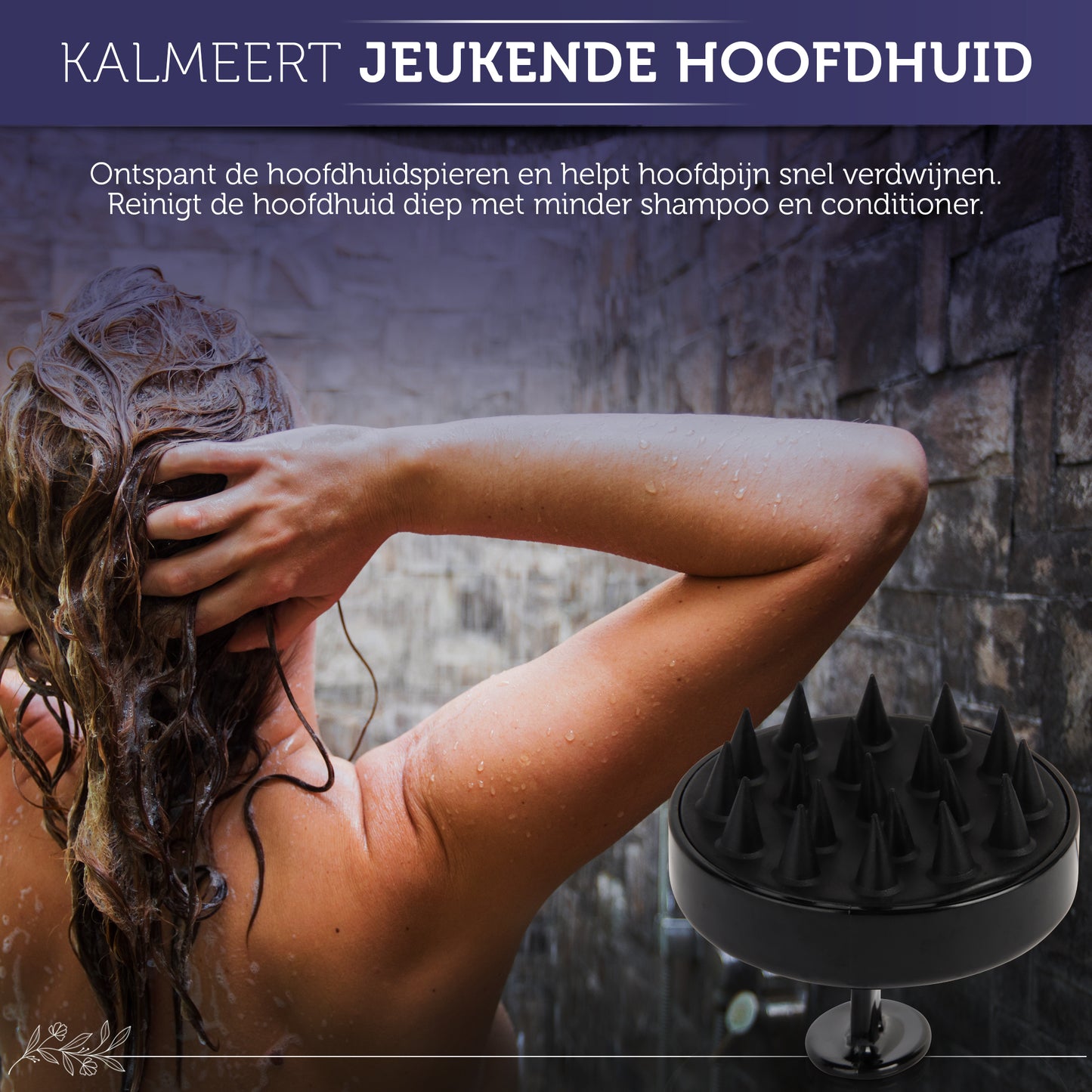 INTER-ESQUE® Scalp Massager - Scalp Brush - Haarborstel - Massage Borstel - Zwart