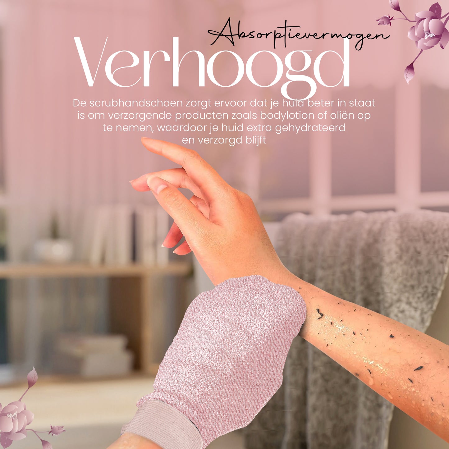 INTER-ESQUE Scrub Handschoen - Exfoliating Glove - Scrub Washand - Roze