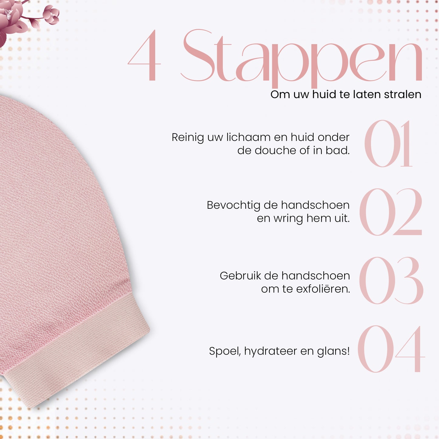 INTER-ESQUE Scrub Handschoen - Exfoliating Glove - Scrub Washand - Roze