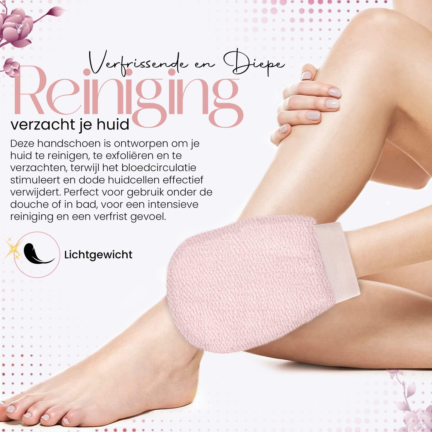 INTER-ESQUE Scrub Handschoen - Exfoliating Glove - Scrub Washand - Roze
