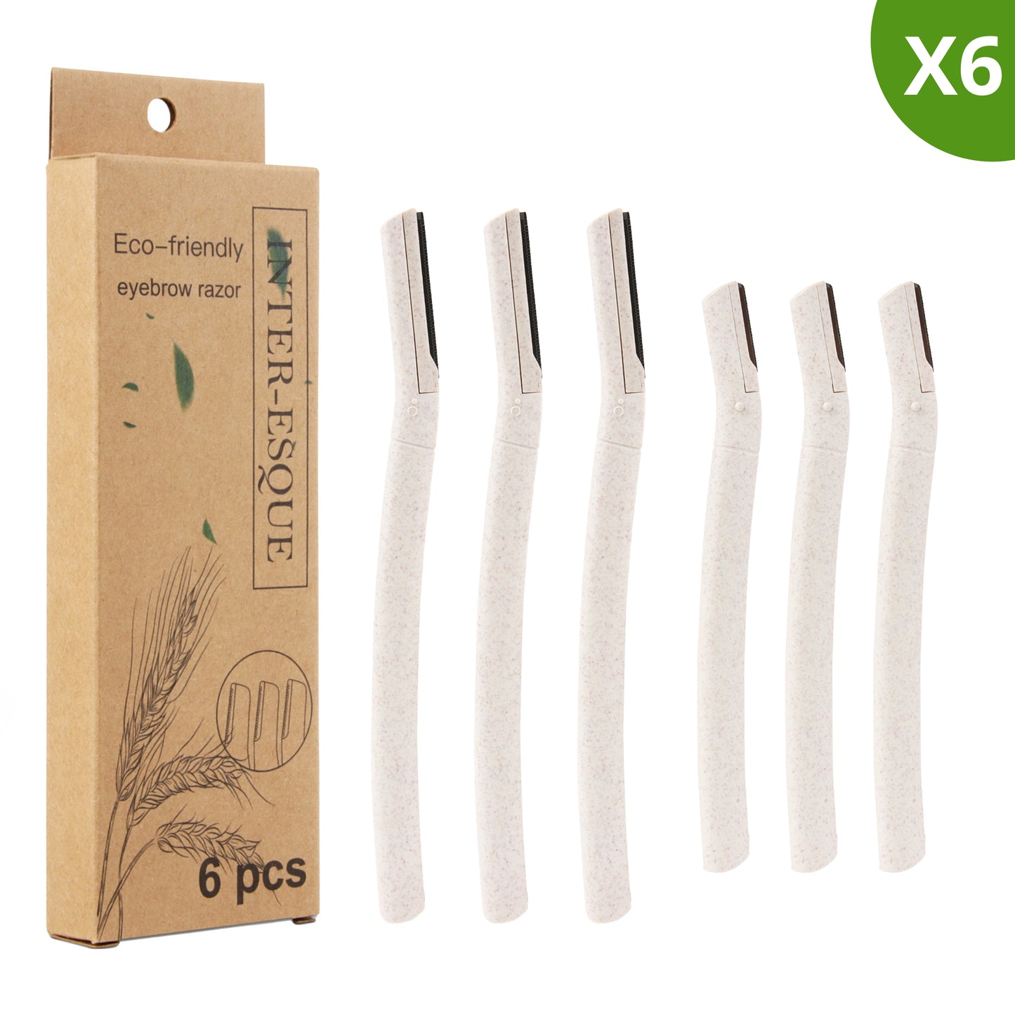 INTER-ESQUE Wenkbrauw Mesje - Eyebrow Razor - Dermaplaning - Scheermesjes Gezicht - Wenkbrauw Scheermesje van Tarwestro - 6 Stuks 3x Groot + 3x Klein