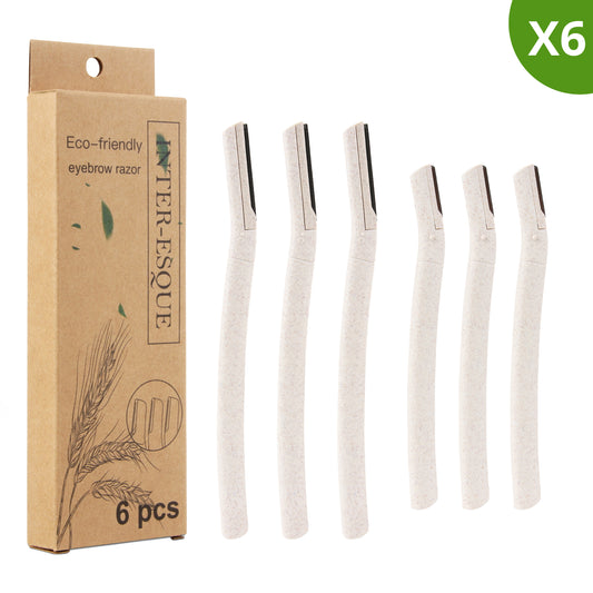 INTER-ESQUE Wenkbrauw Mesje - Eyebrow Razor - Dermaplaning - Scheermesjes Gezicht - Wenkbrauw Scheermesje van Tarwestro - 6 Stuks 3x Groot + 3x Klein