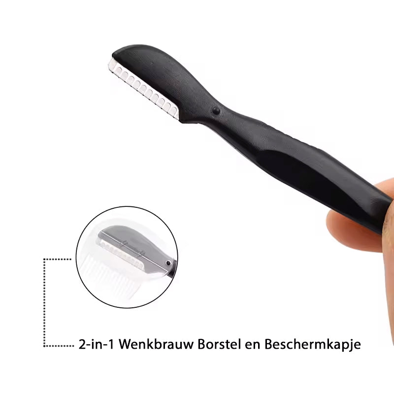 INTER-ESQUE Wenkbrauw Mesje - Dermaplaning - Scheermesjes Gezicht - Wenkbrauw Scheermesje - Eyebrow Razor - Wenkbrauw Kam - 3 Stuks - Zwart
