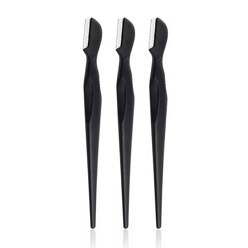 INTER-ESQUE Wenkbrauw Mesje - Dermaplaning - Scheermesjes Gezicht - Wenkbrauw Scheermesje - Eyebrow Razor - Wenkbrauw Kam - 3 Stuks - Zwart