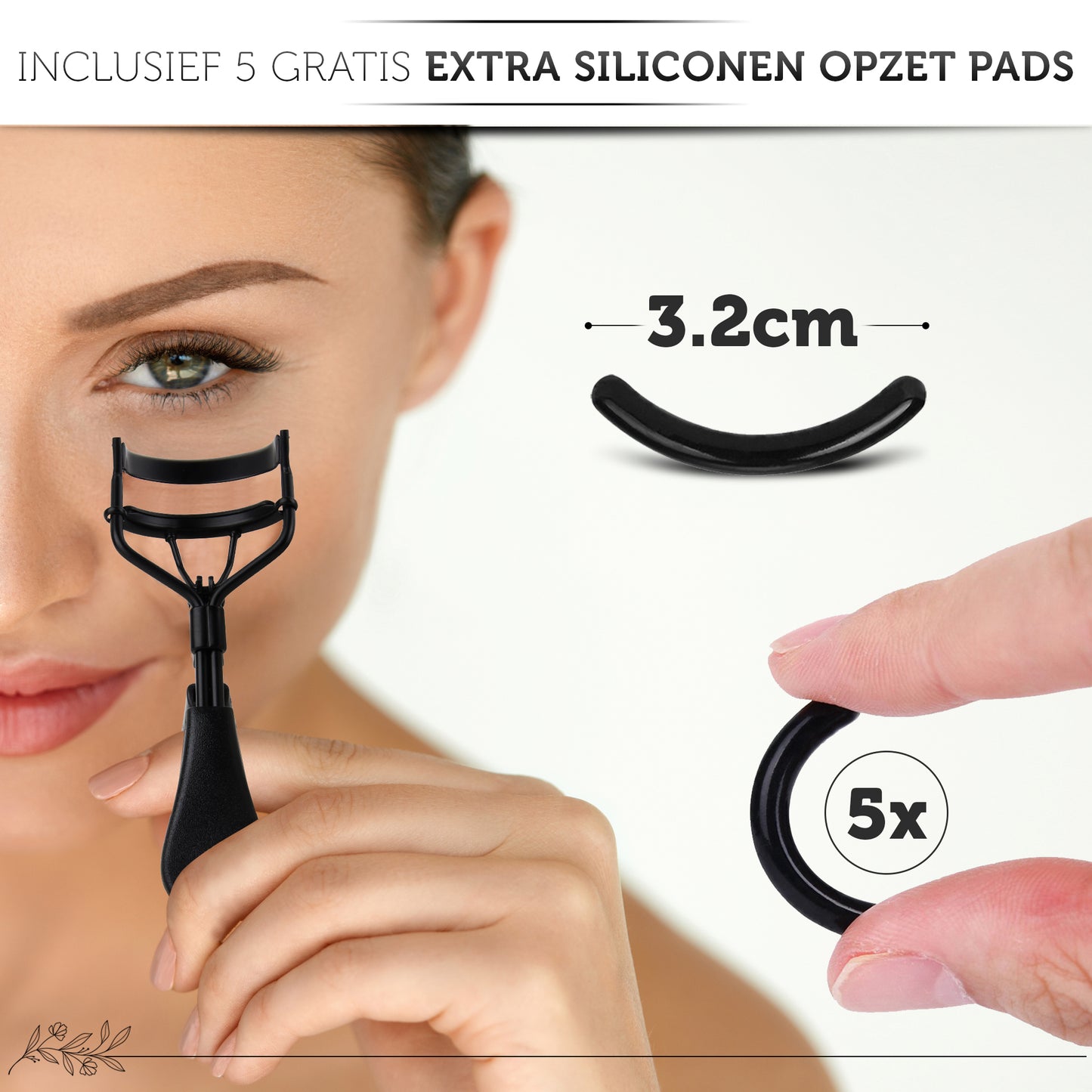INTER-ESQUE® Wimperkruller - Eyelash Curler + 5x Gratis Extra Siliconen Pad - Zwart