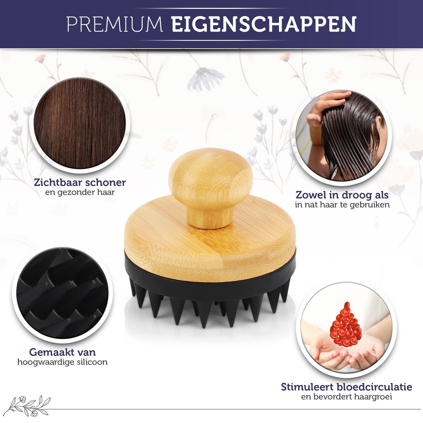 INTER-ESQUE® Scalp Massager - Haarborstel - Scalp Brush - Scalp Scrub - Zwart