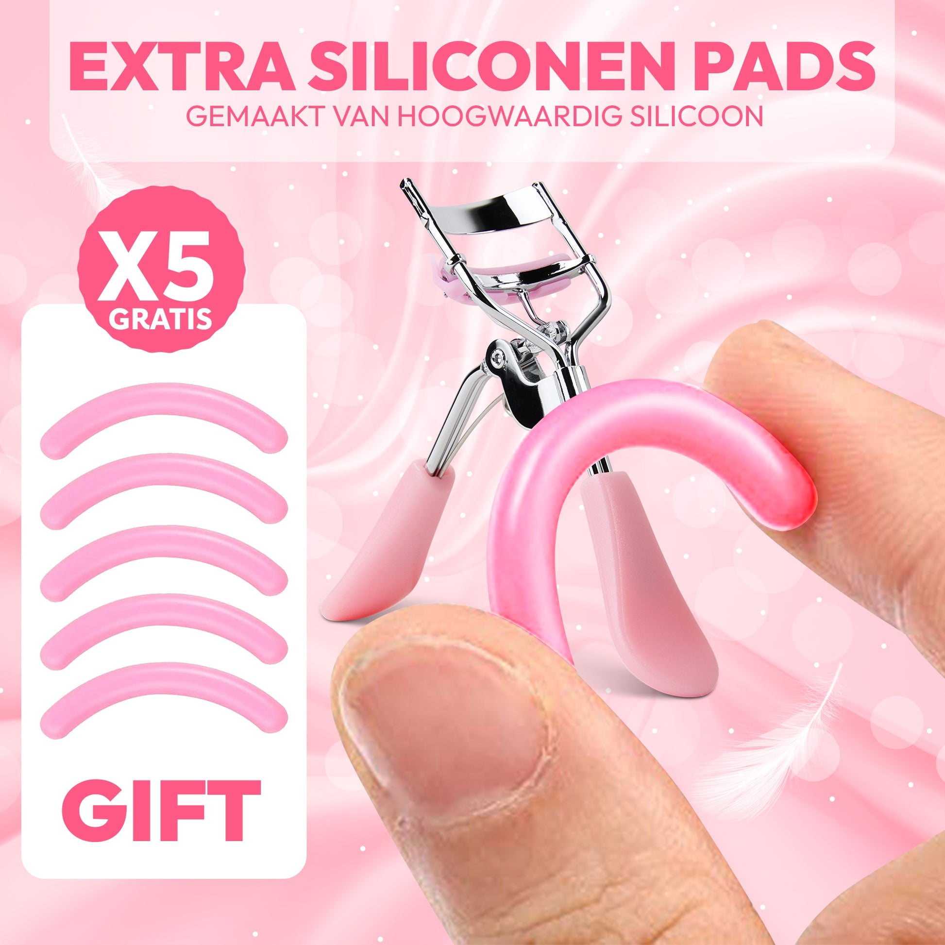 INTER-ESQUE® Wimperkruller - Eyelash Curler + 5x Gratis Extra Siliconen Pad - Roze - INTER-ESQUE