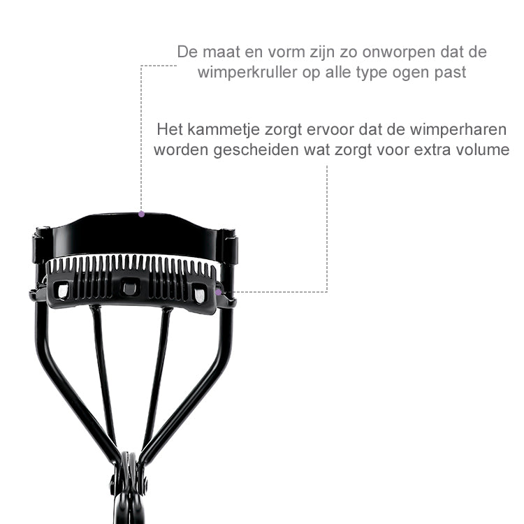 INTER-ESQUE® Wimperkruller - Eyelash Curler + 3x Gratis Extra Siliconen Pad & 3x Extra Kam - Zwart - INTER-ESQUE